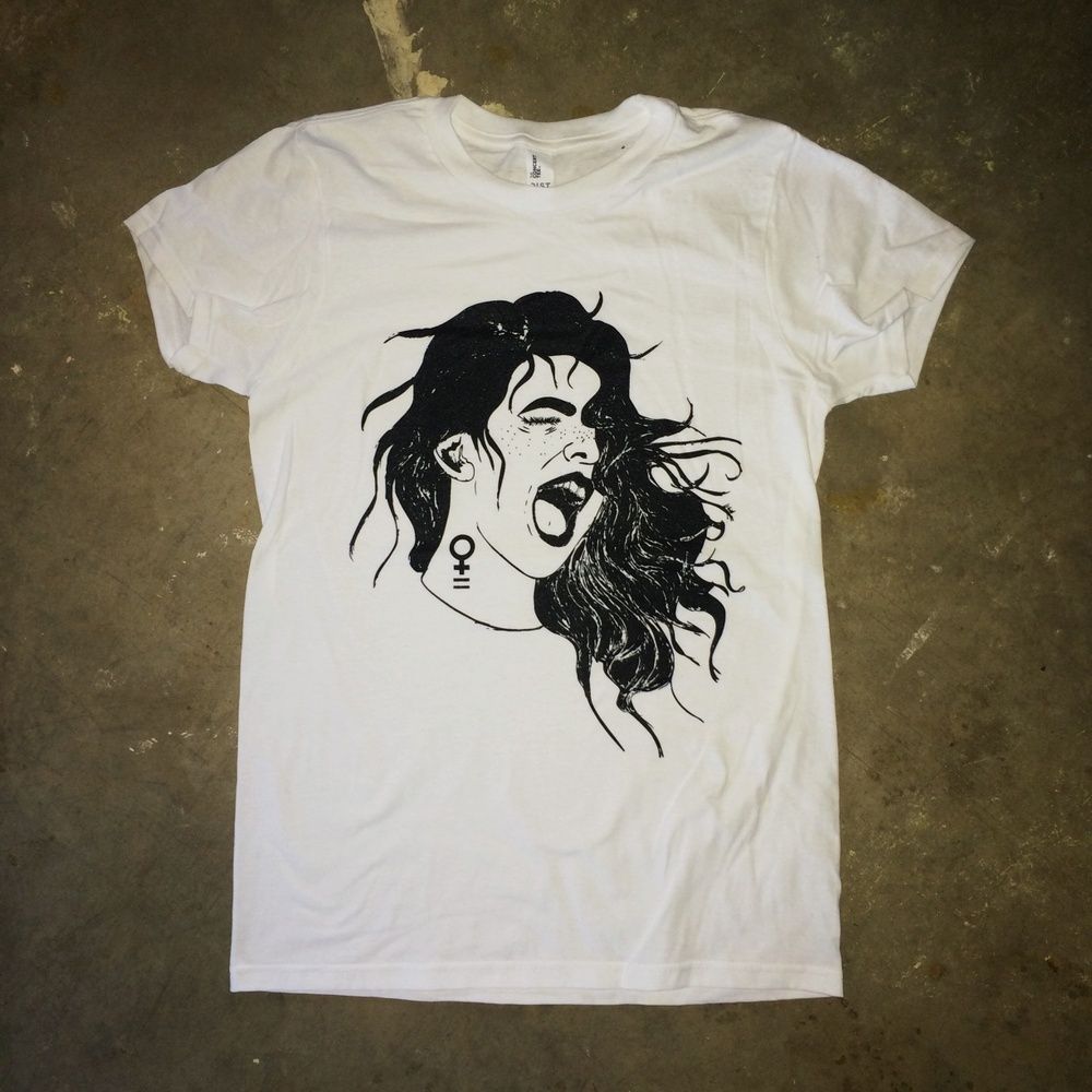 Black Hair Woman Line Art T-Shirt …