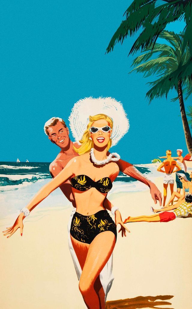 Vintage Coastal Travel Poster, Retro …