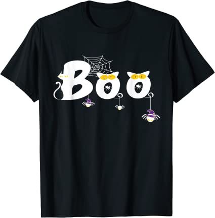 Boo Cat Spider Witch Hat T-Shirt – …