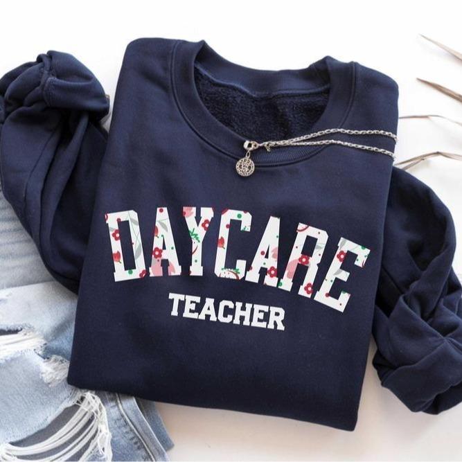 Floral Daycare Teacher Sweatshirt, B …