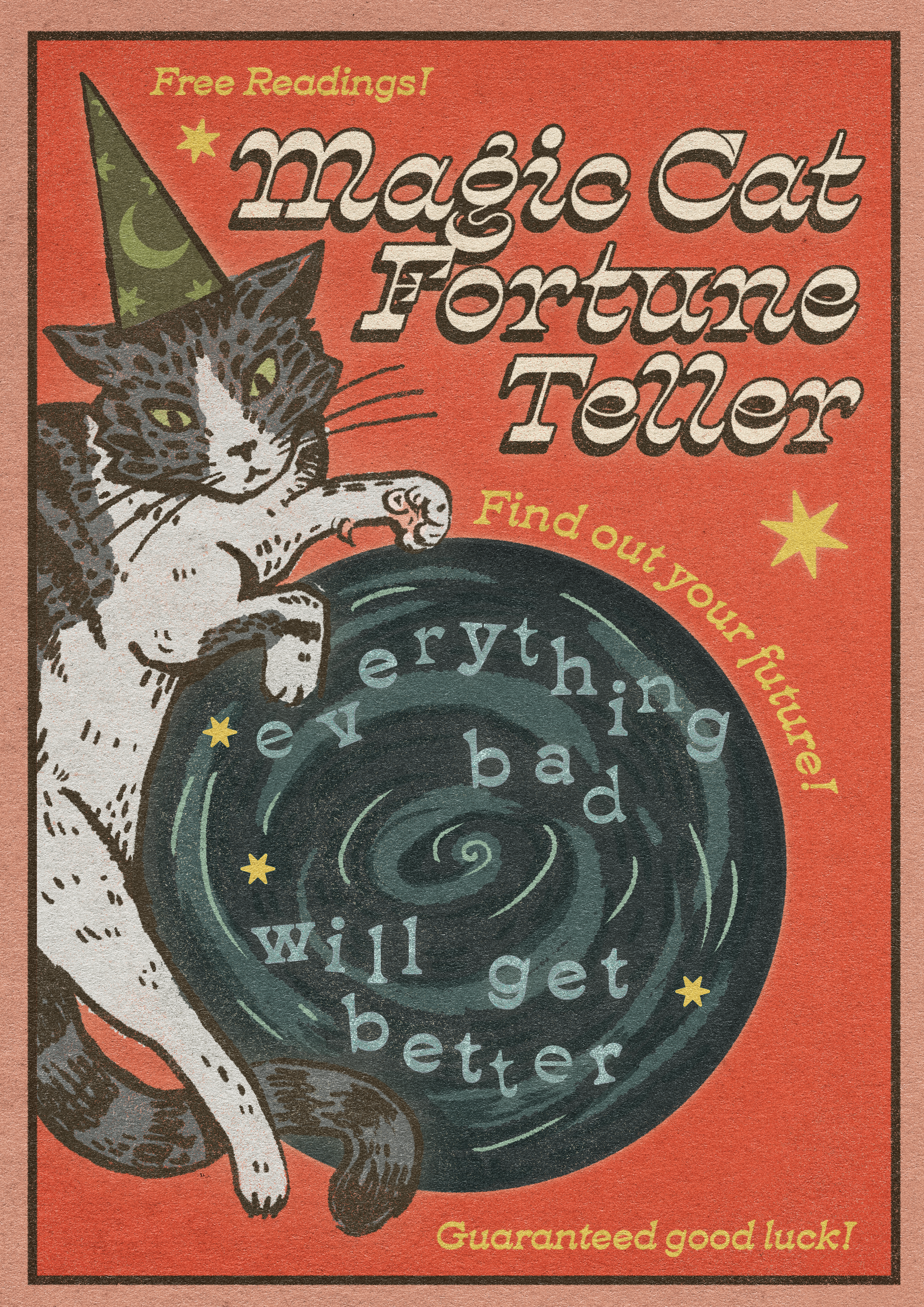 Funny Cat Poster, Retro Animal Wall …