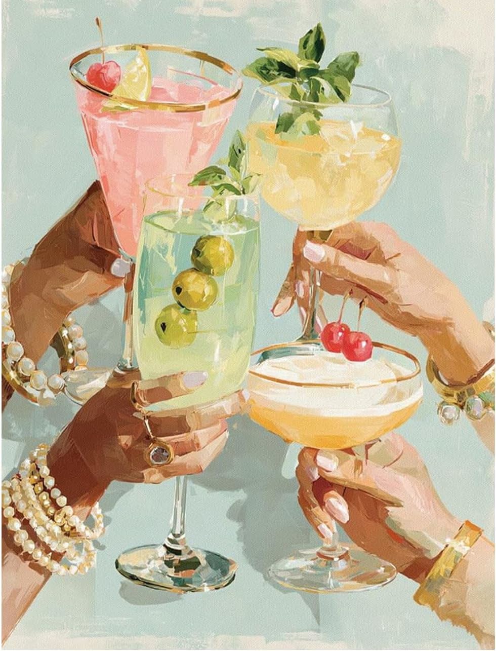 Vintage Cocktail Poster, Bar Cart Wa …