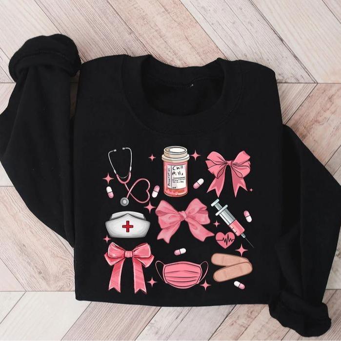 Nurse Coquette Bow Sweatshirt, Retro …
