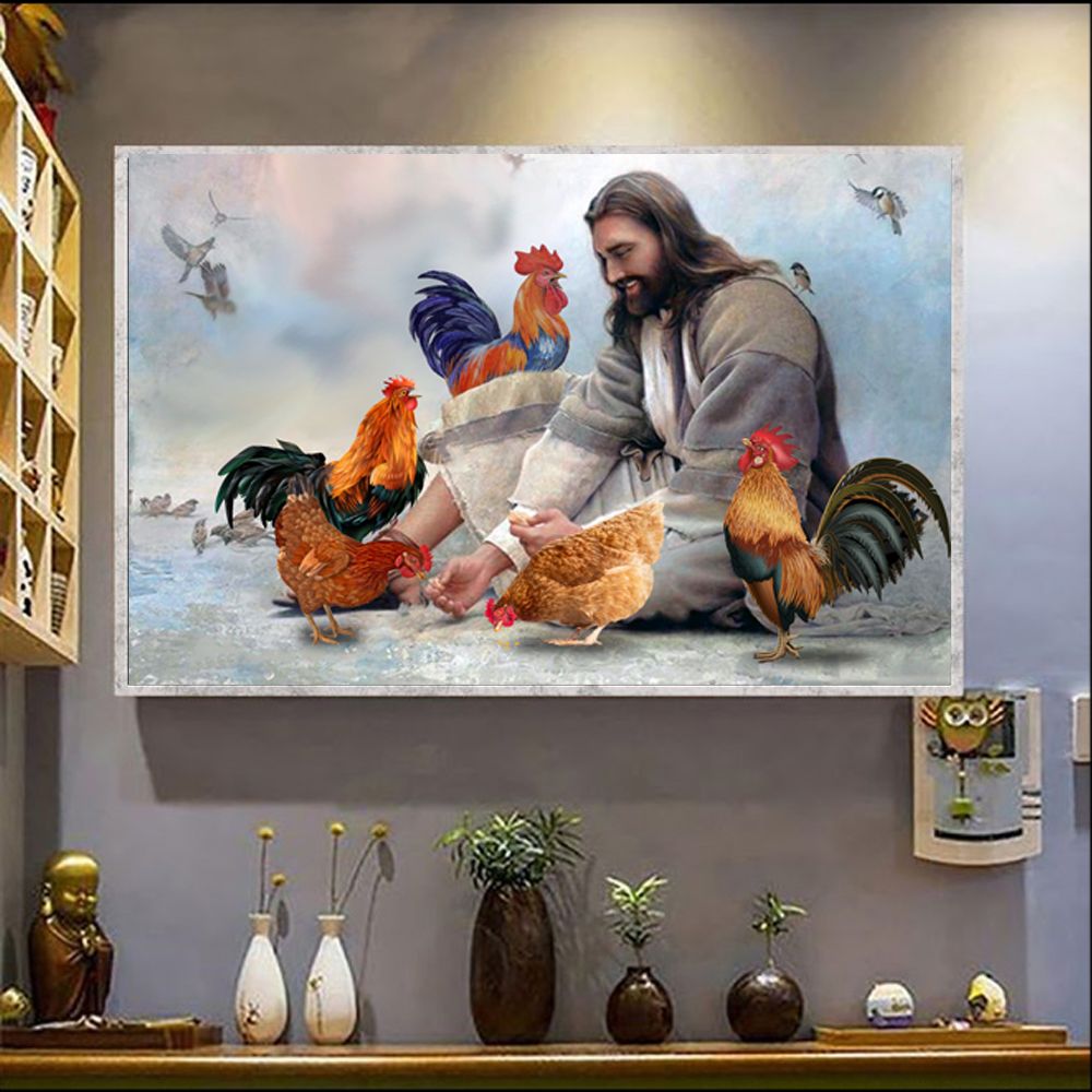 Jesus Surrounded By Chicken Poster C …
