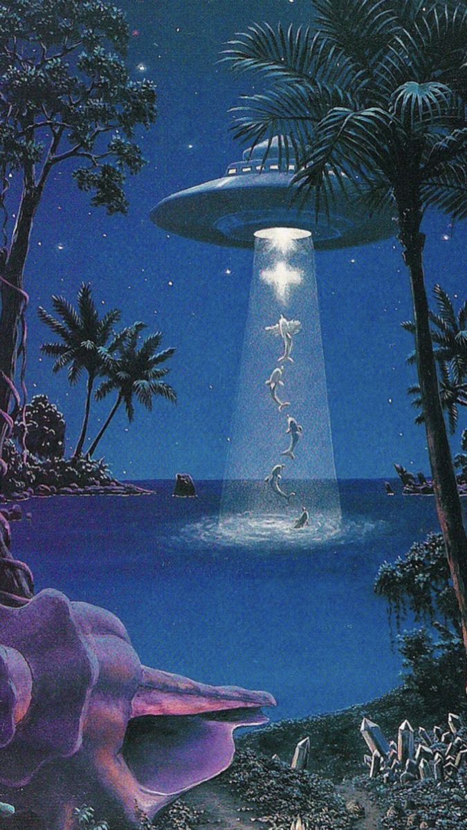 Alien Ocean Night Poster, Surreal Tr &hellip;