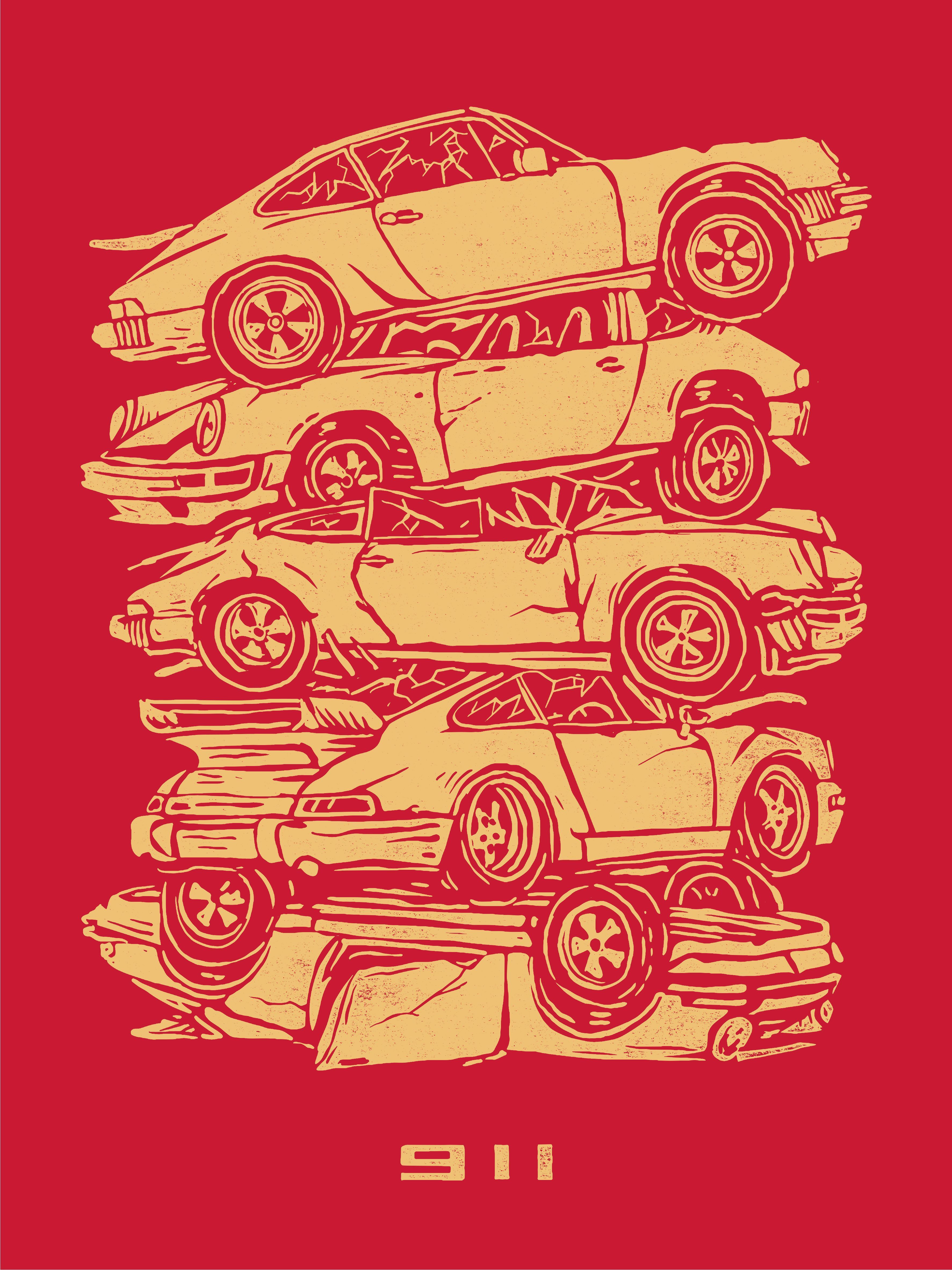Stacked Sports Cars Poster, Retro Au …