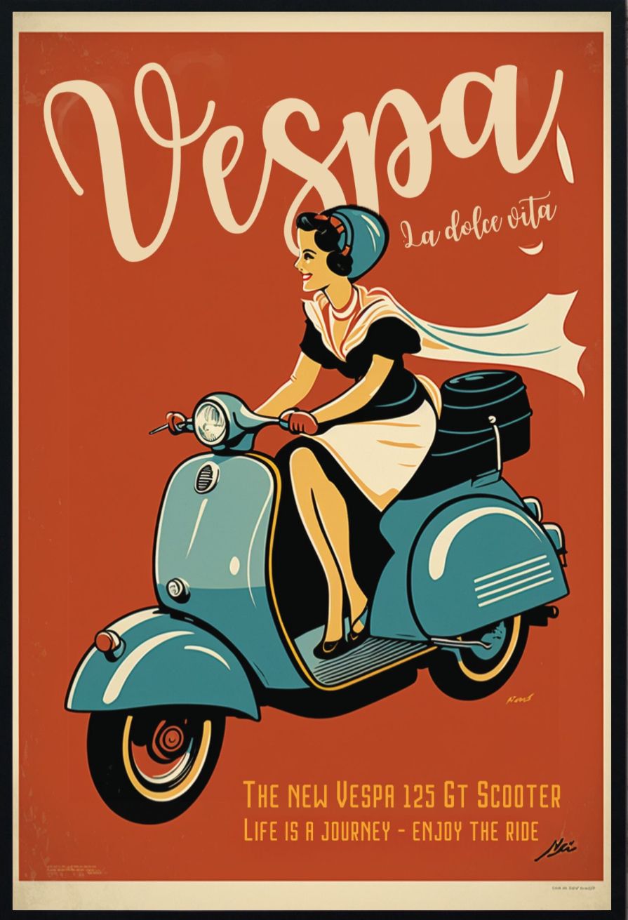 Vespa Vintage Poster, Italian Moped, &hellip;