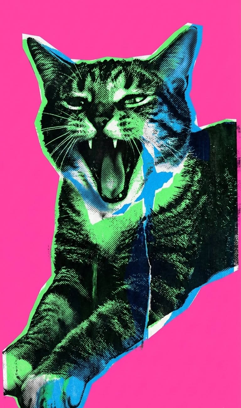 Funny Cat Poster, Retro Animal Wall …