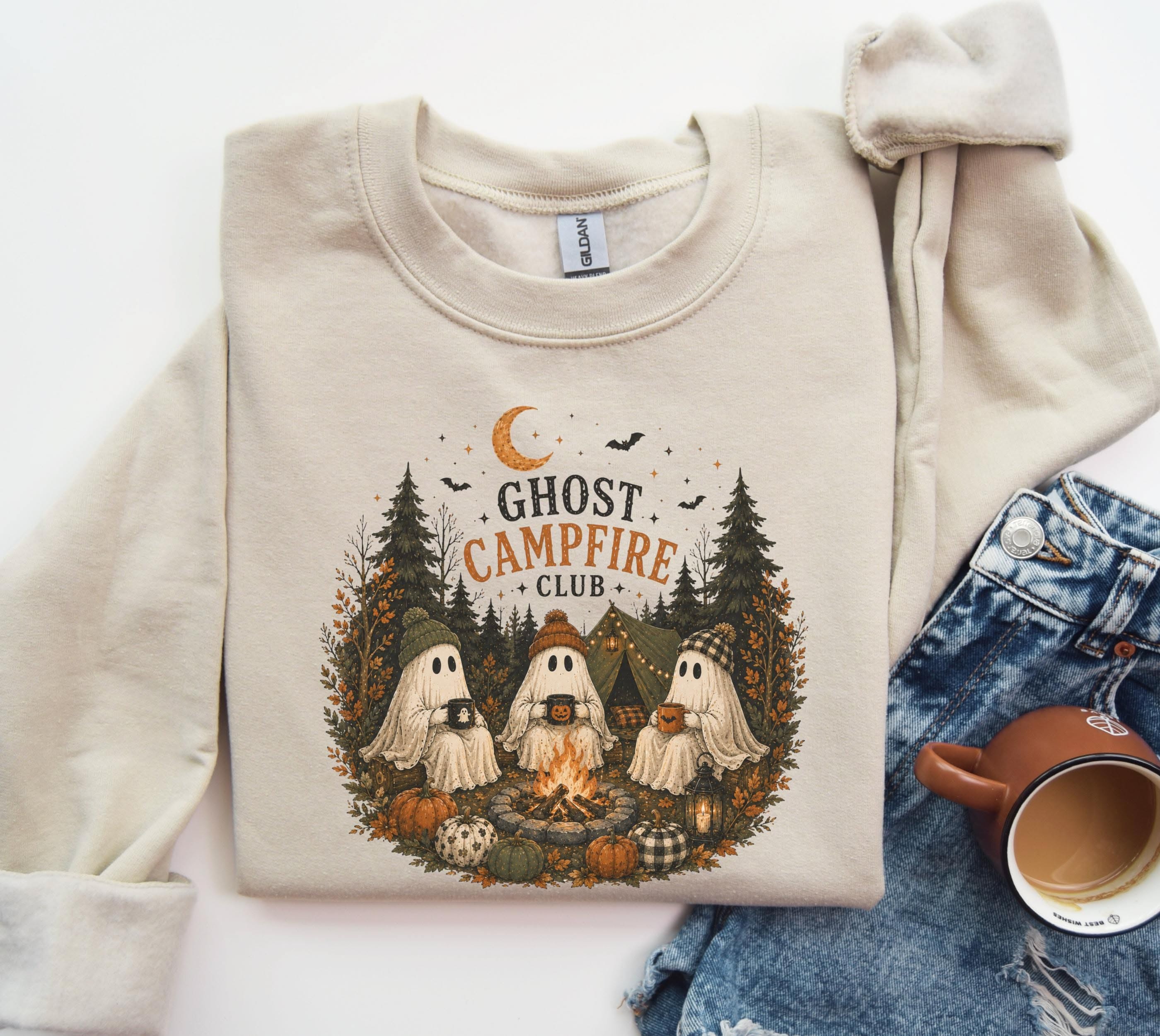 Halloween Sweatshirt, Ghost Campfire &hellip;