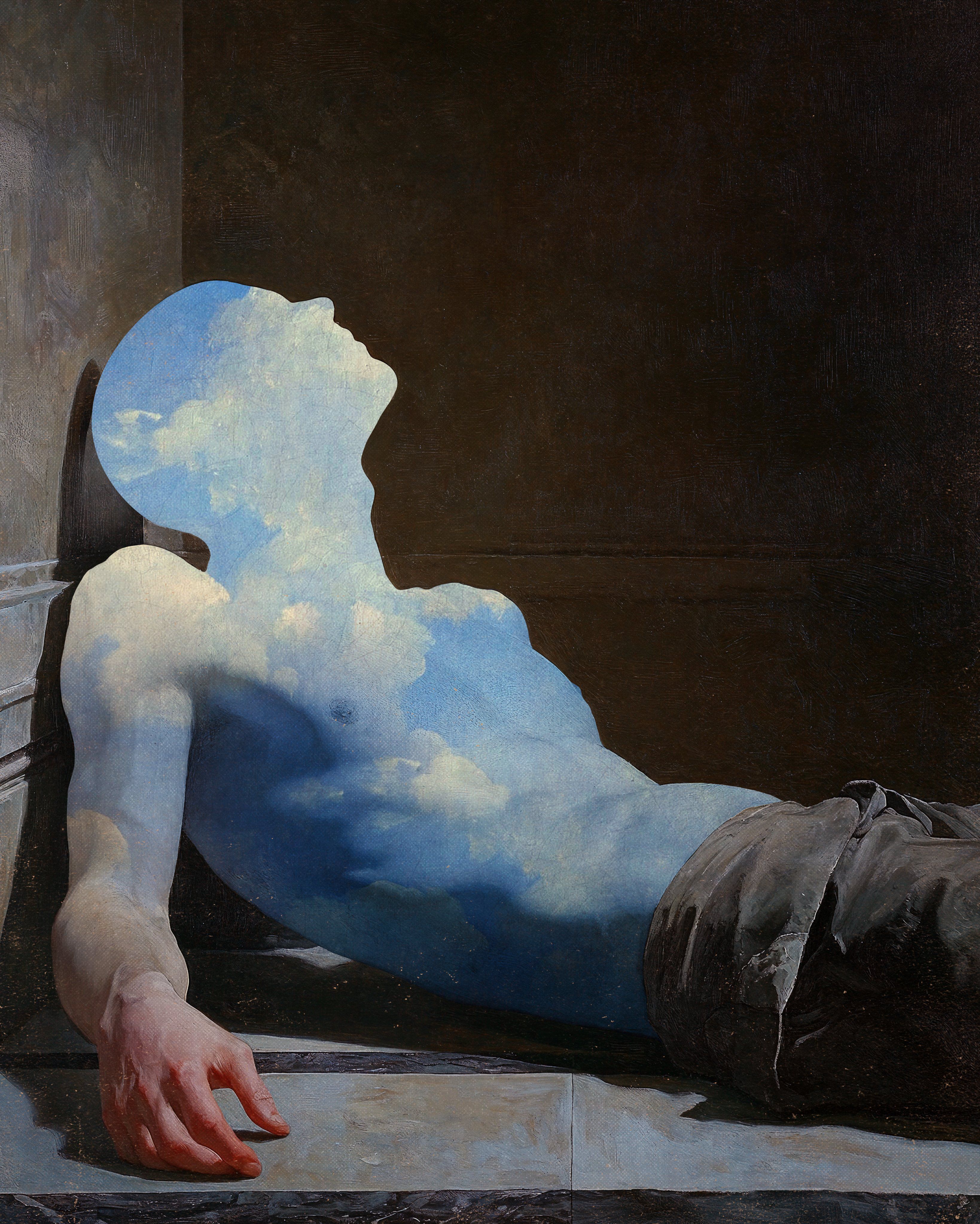 Surreal Cloud Head Man Poster, Dream …