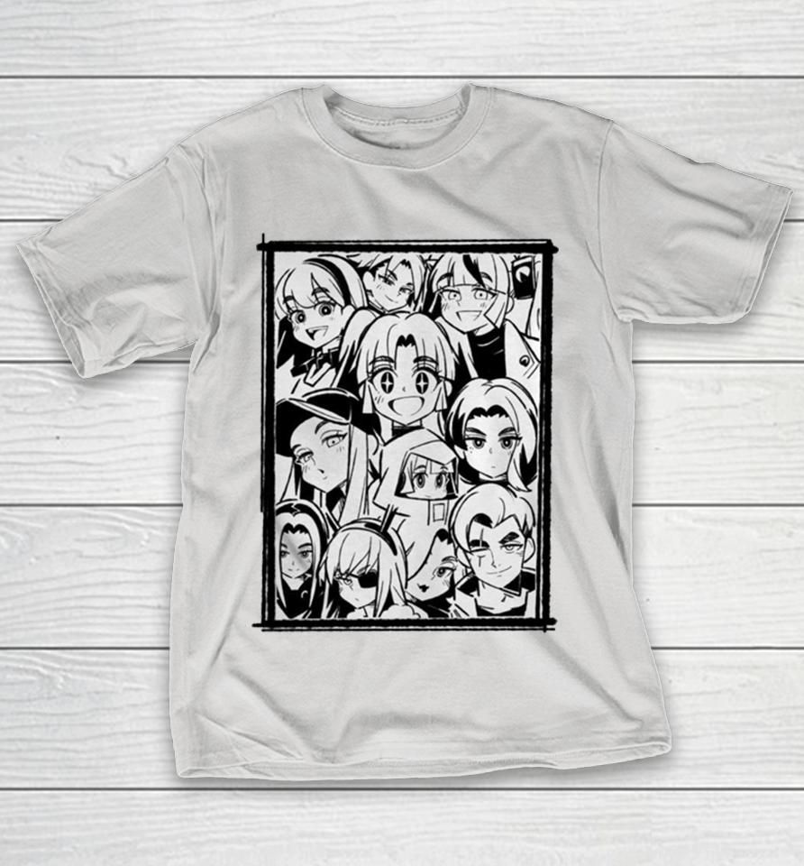 Anime Character Face Collage T-Shirt …