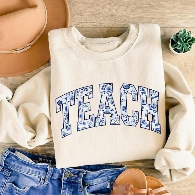 Floral Teach Sweatshirt, Cute Teache &hellip;