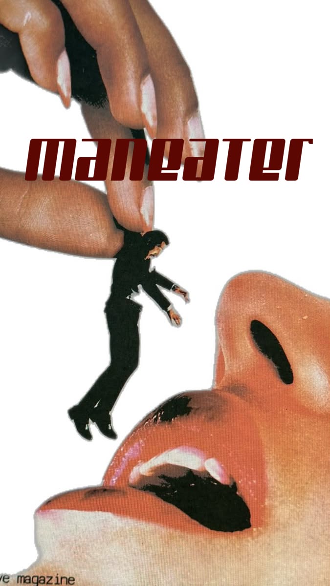 Maneater Surreal Woman Poster, Retro …