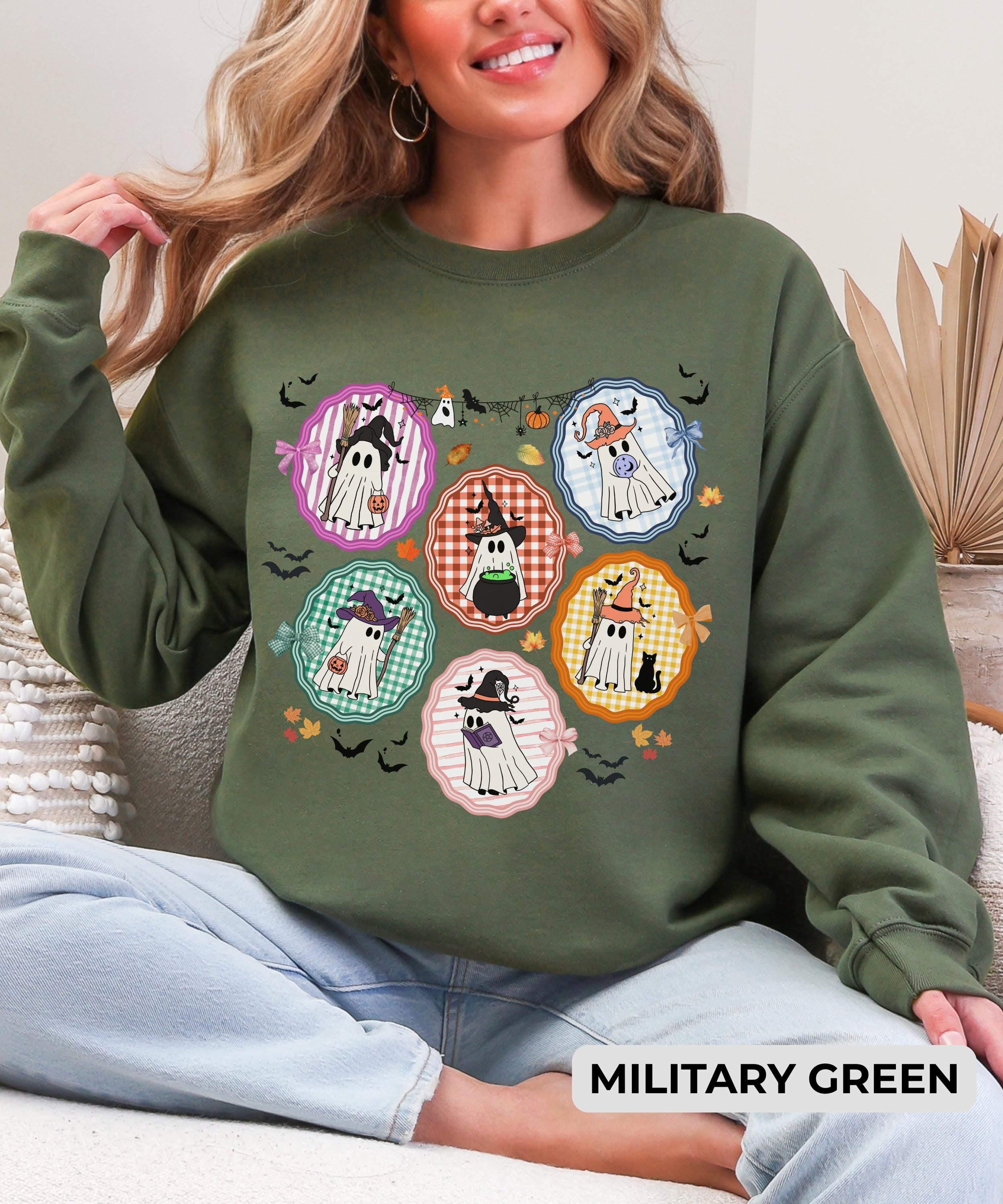 Witchy Ghosts Halloween Sweatshirt, …