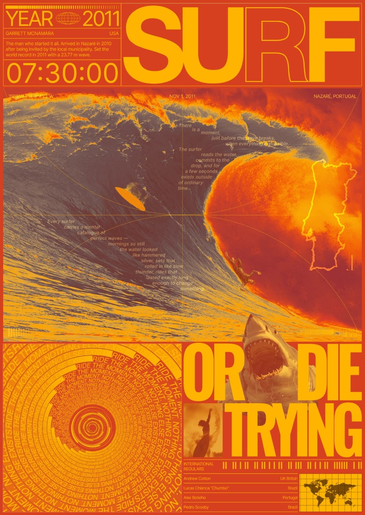 Surf in Orange, Yellow and Red Poste …