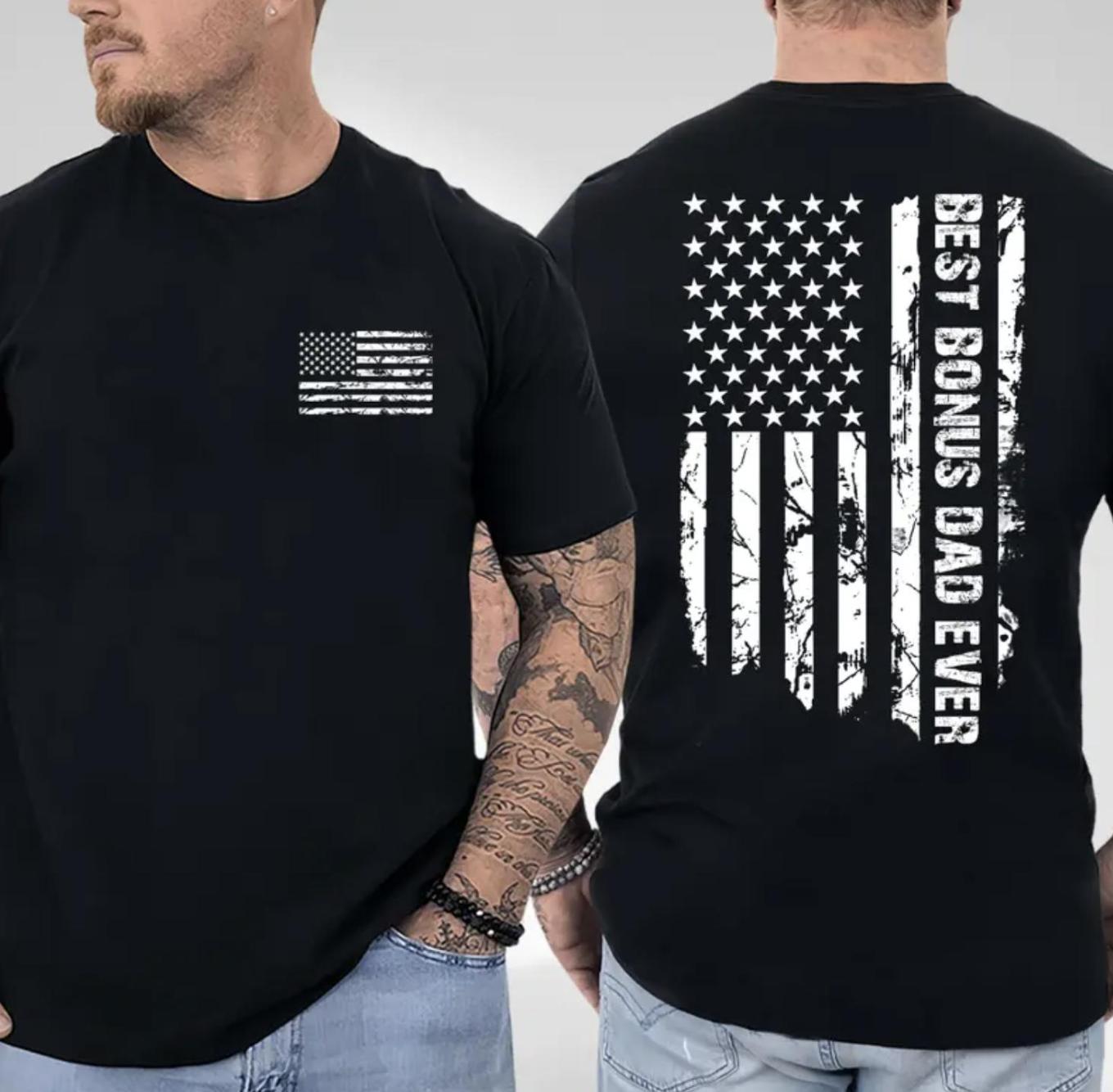 Best Bonus Dad Ever Flag 2 Sided Shi …