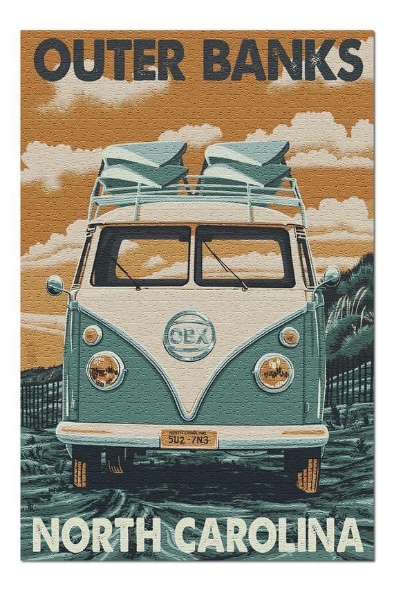 Vintage Surfing Poster, Ocean Wave W …