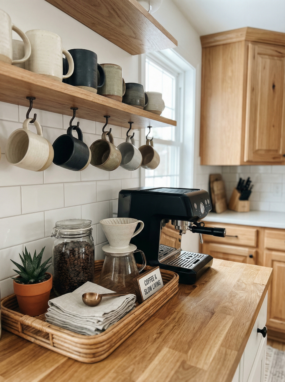 Coffee Island Ideas, Coffee Station Display, Fellow Coffee Station, Breville Coffee Station, Kitchen Coffee Station Ideas, Coffee Counter Ideas, Small Coffee Bar