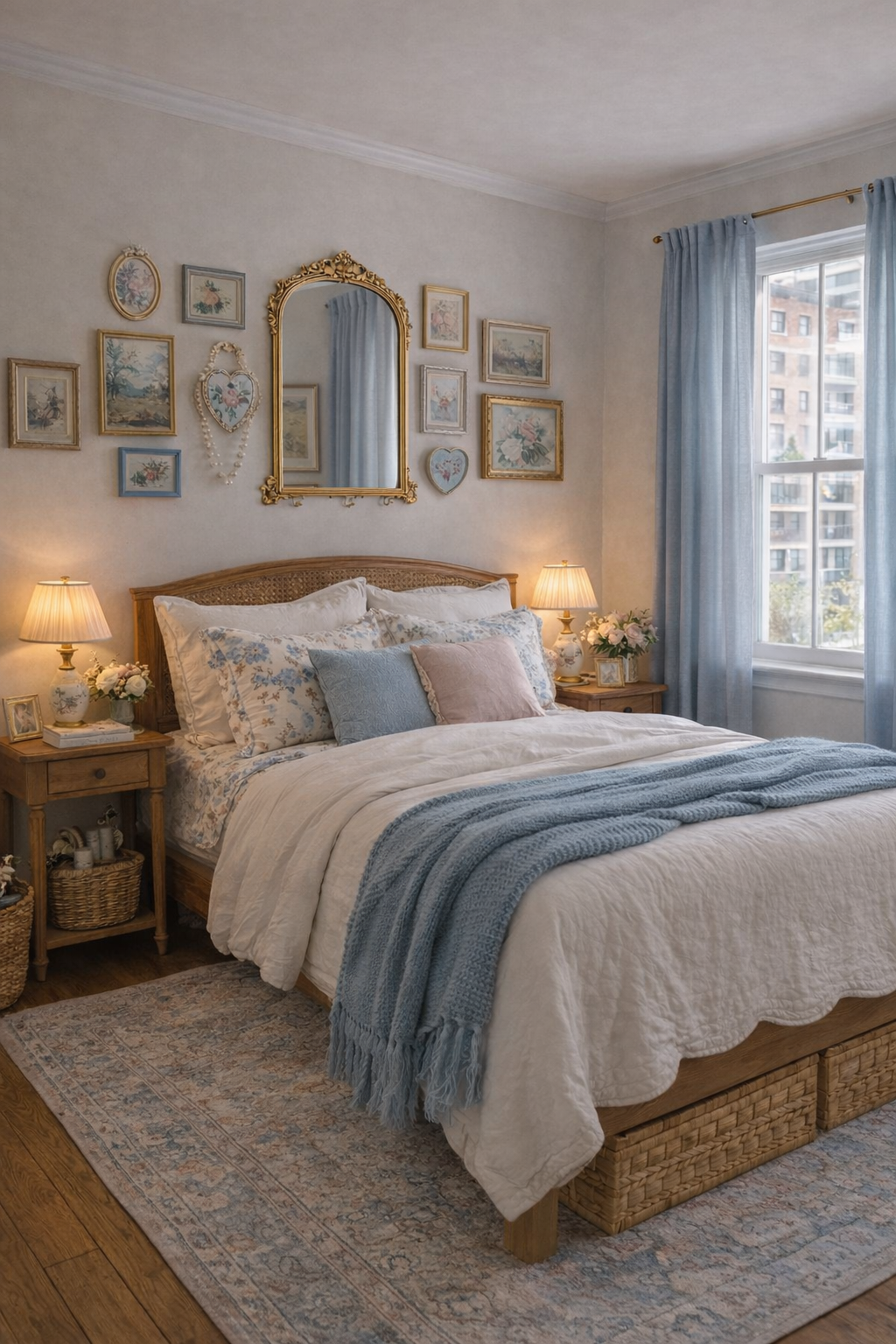 Bedroom Decor Paint, Wallpaper For Blue Room, Blue Accent Room Bedroom, Home Decor Ideas For Small Spaces, Full Size Bed Frame Ideas