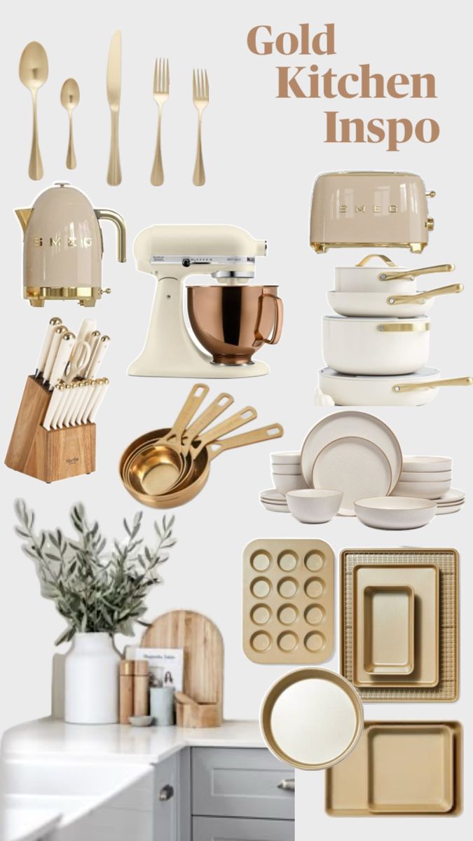 Gold Kitchen Utensil Set for Everyday Cooking