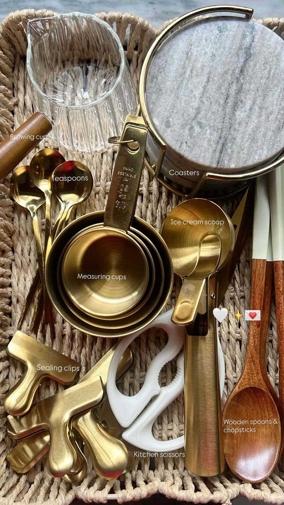 Kitchen Utensil Set Stored in a Countertop Basket