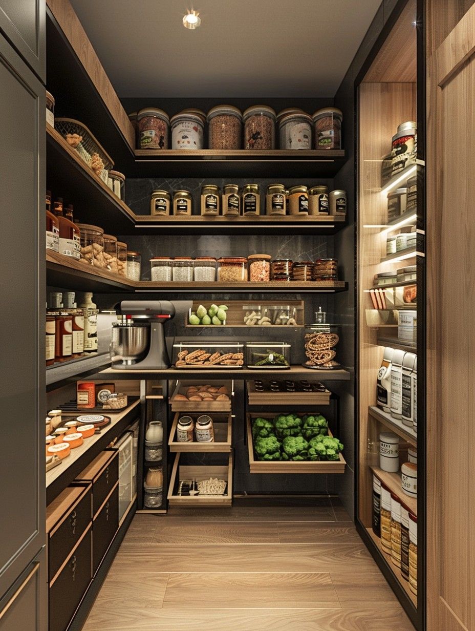 Walk In Pantry Ideas, House Pantry, Pantry Room, Modern Pantry, Desain Pantry, Dream House Pictures, Kitchen Pantry Design, Dream Life House, Design De Cozinha