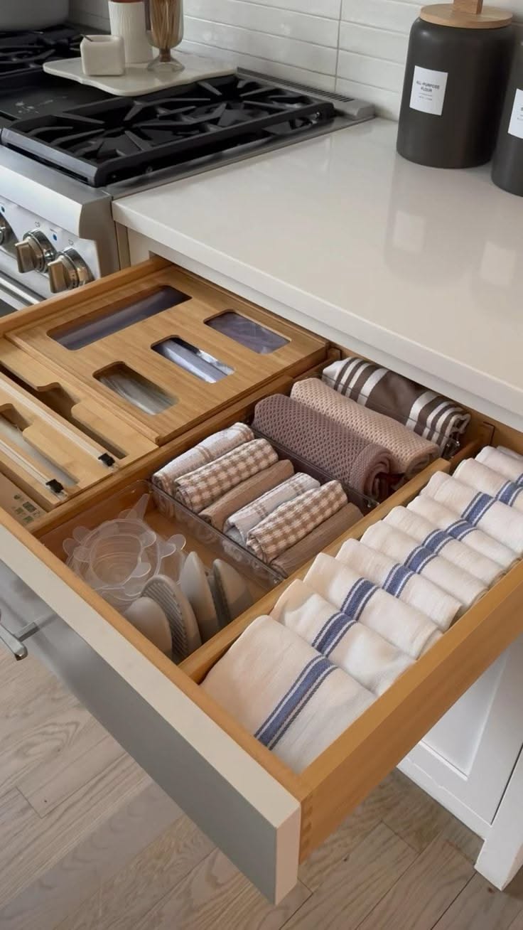 Bamboo Kitchen Drawer Organizer for Utensils and Cookware