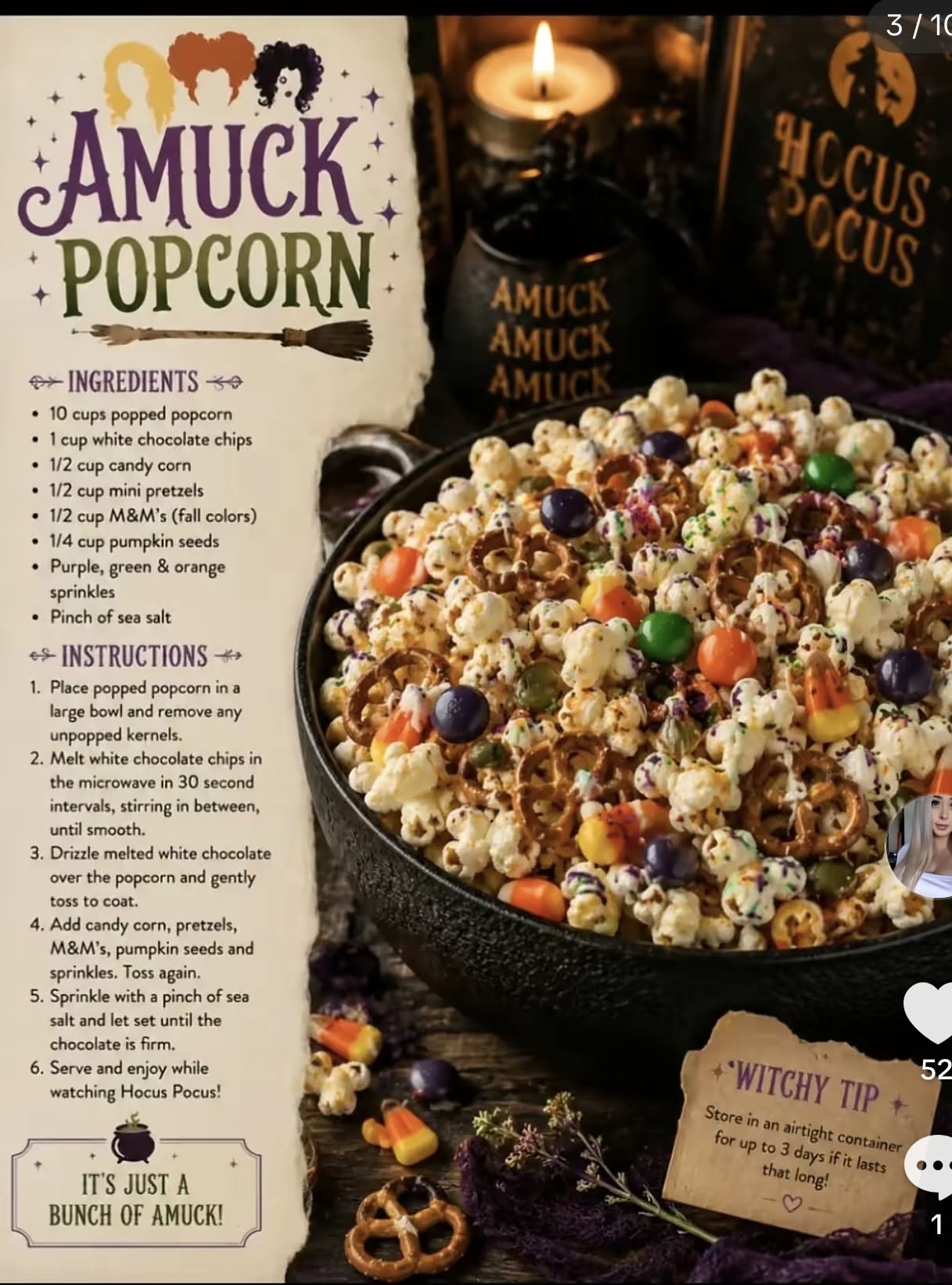 Halloween Popcorn Ideas, Hocus Pocus Food, Hocus Pocus Movie Night Snacks, Disney Movie Night Menu, Movie Night Dinner