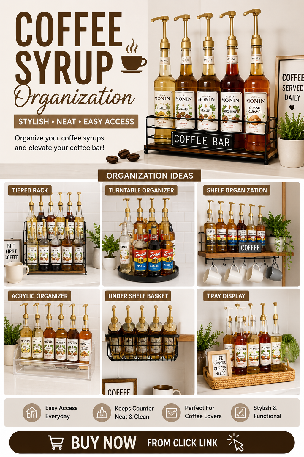 Coffee Syrup Organizer for a Neat Home Coffee Bar