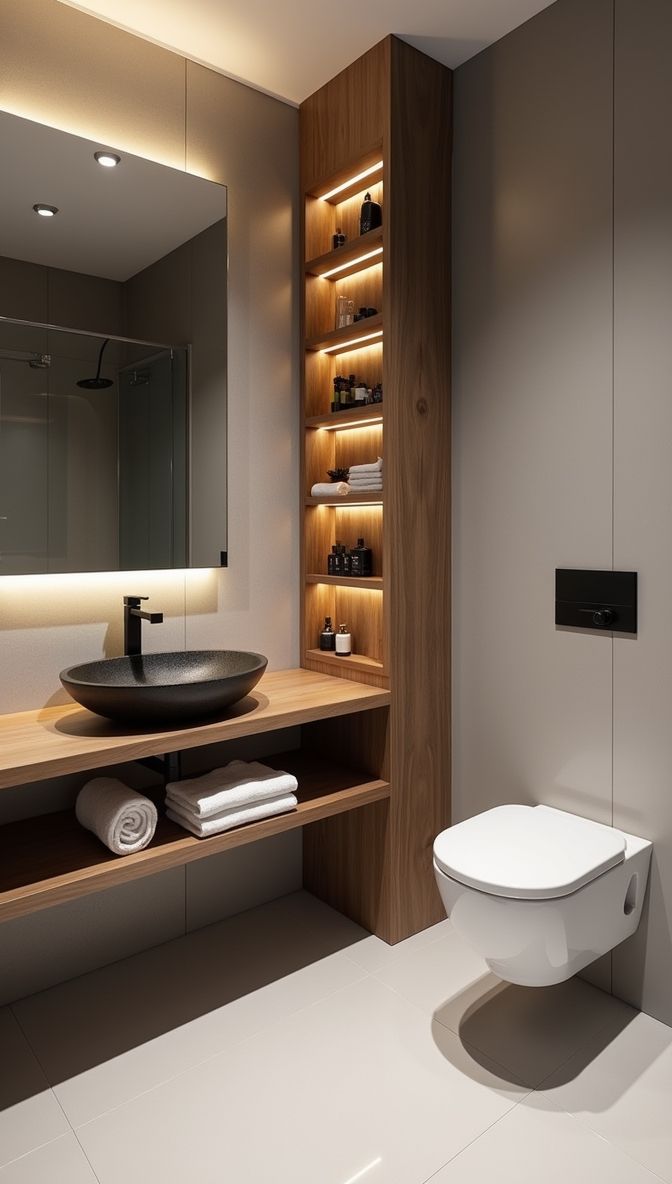 Ideje Za Kupatilo, Bathroom Sink Shelves, Sink Ideas Bathroom, Washroom Sink, Bathroom Units Ideas, Vanity Shelf