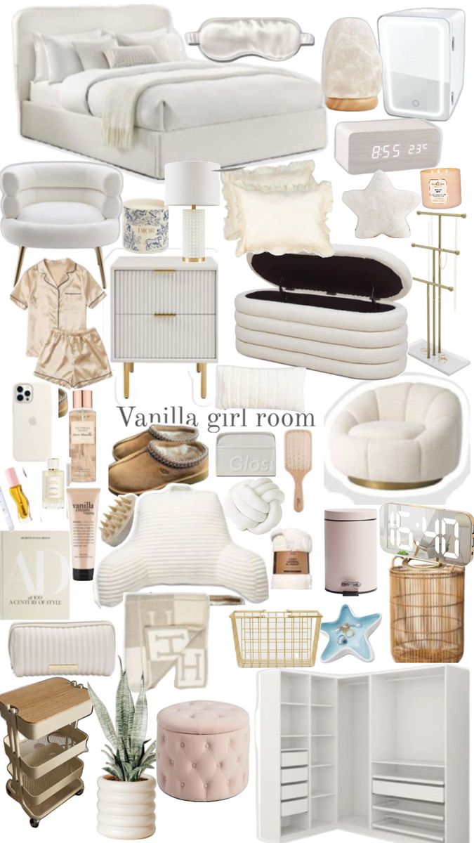 White Room Inspo Aesthetic, Vanilla Girl Bedroom Inspo, Vanilla Clean Girl Bedroom, White Vanilla Bedroom, Vanilla Aesthetic Bedroom