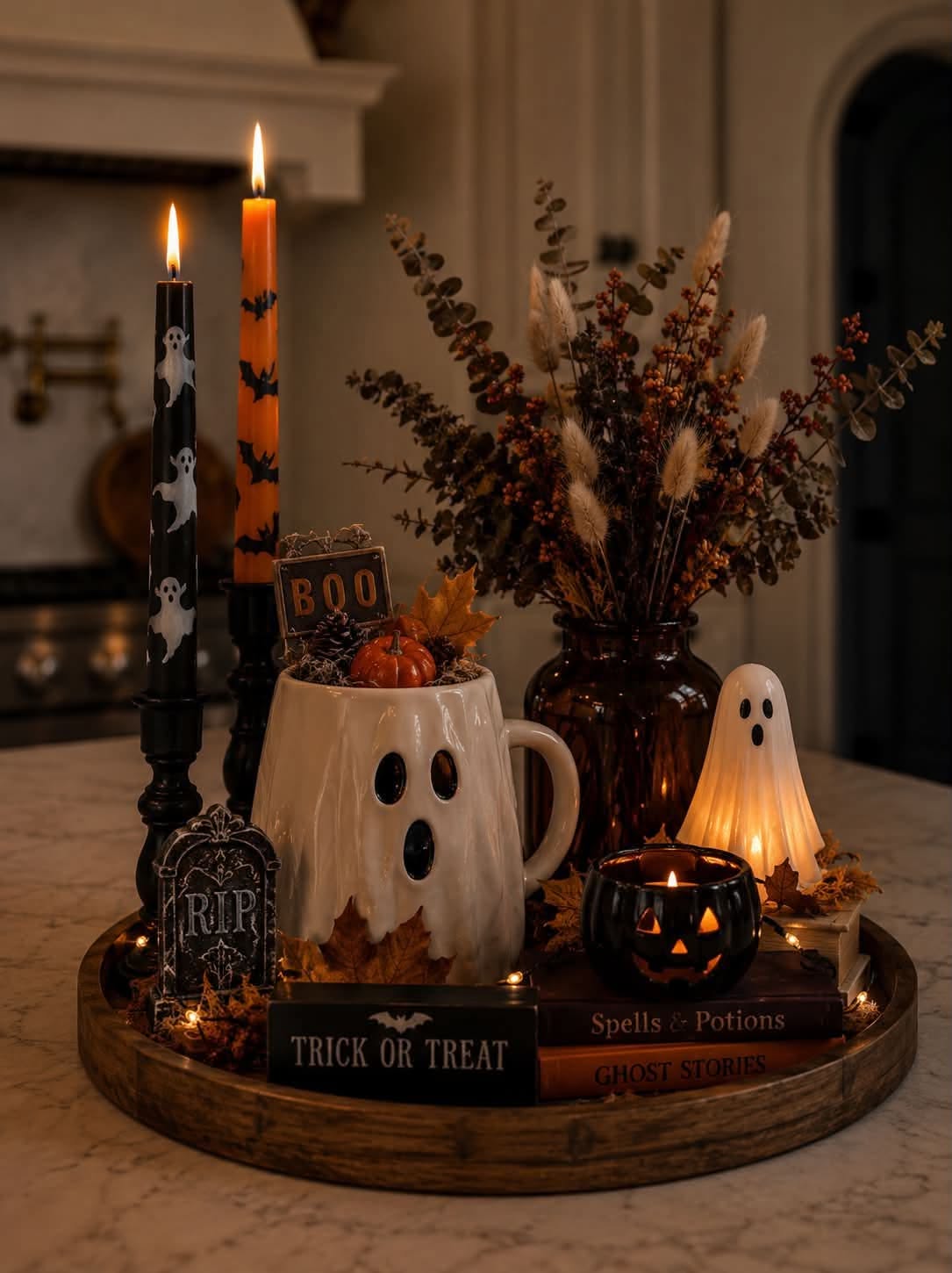 Cute Spooky Decor, Home Halloween Decor Ideas, Counter Halloween Decor, Halloween Decorations 2026, Halloween Home Decorations
