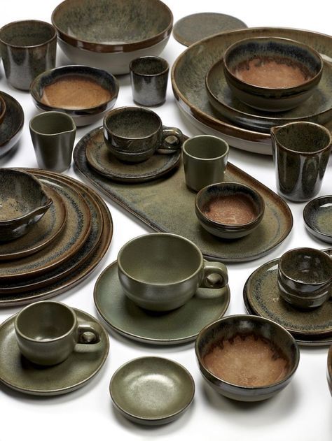 Rustic Ceramic Plate Collection, Rustic Ceramic Tableware Set, Rosenthal Stoneware Plates, Industrial Rustic Dinnerware, Modern Rustic Ceramic Tableware