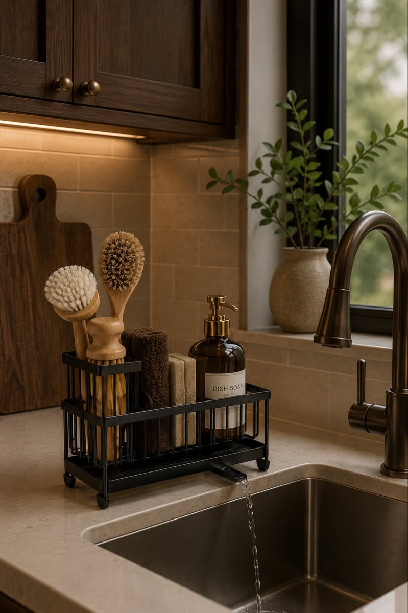 Kitchen Sink Organizer for Space-Saving Counter Storage