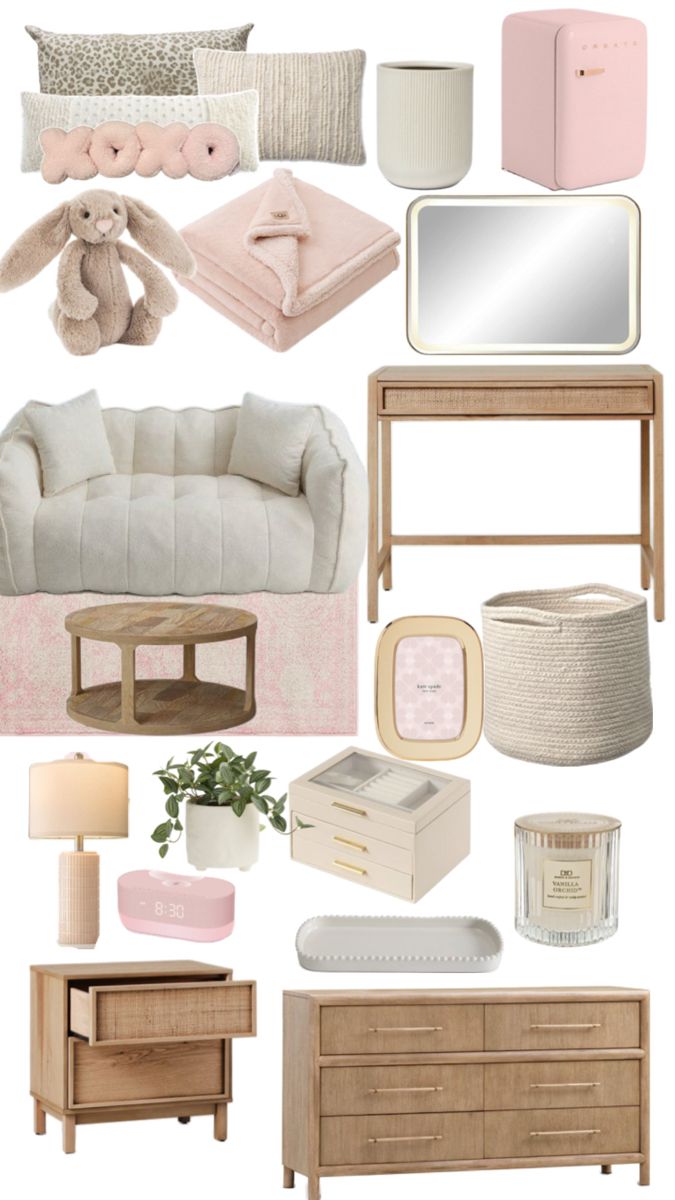 Color Palette Room Decor, Beige And Pink Room, Pink And Beige Room, Vanilla Bedroom Ideas, Neutral Room Ideas, Lamp Inspo, Comfy Room Ideas