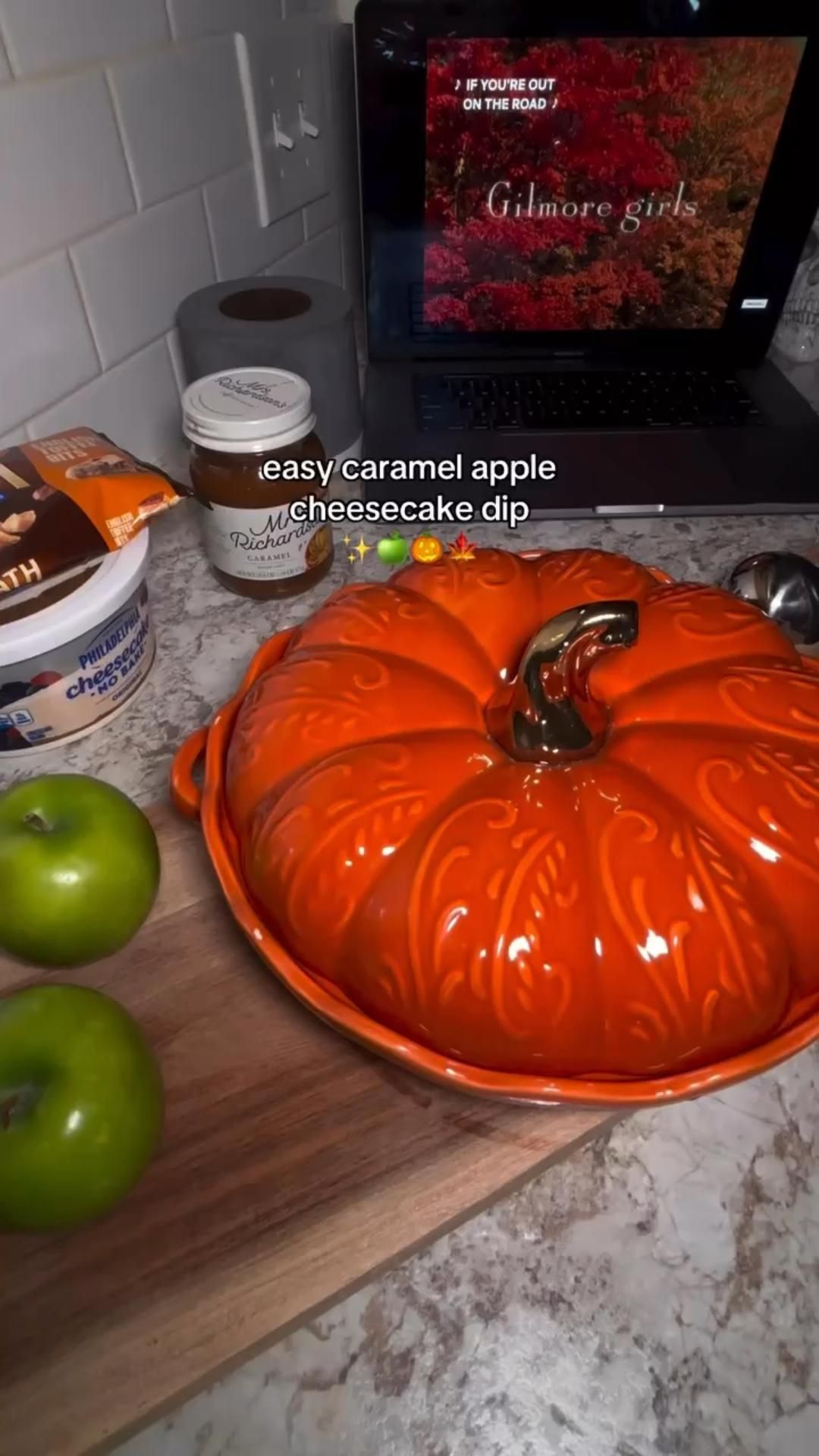 Orange Pumpkin Kitchen Counter Decor for Fall