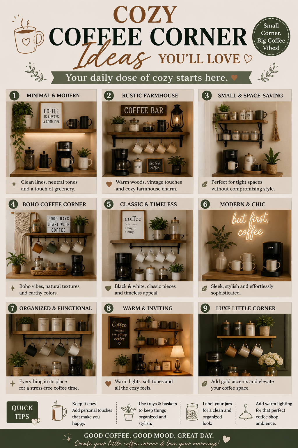 Cozy Coffee Bar Organizer for a Home Coffee Station