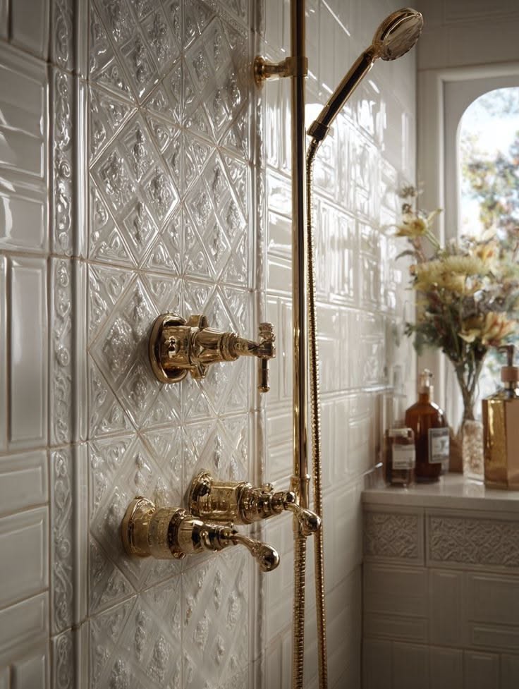 Gold Bathroom Shower and Bath Accessories for a Spa-Like Bathroom