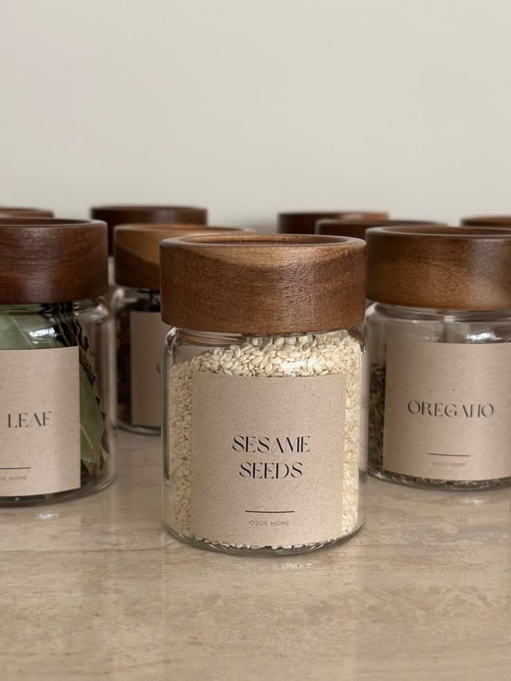 Minimalist Glass Spice Jars for Kitchen Organization