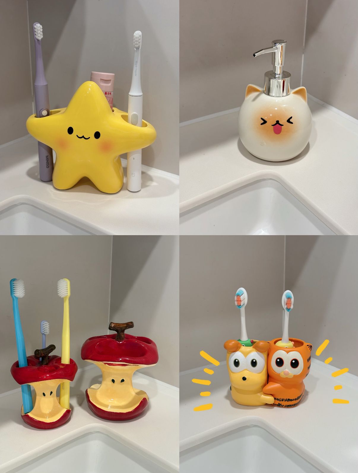 You don’t have this yet, do you? The bathroom countertop storage is so cute.