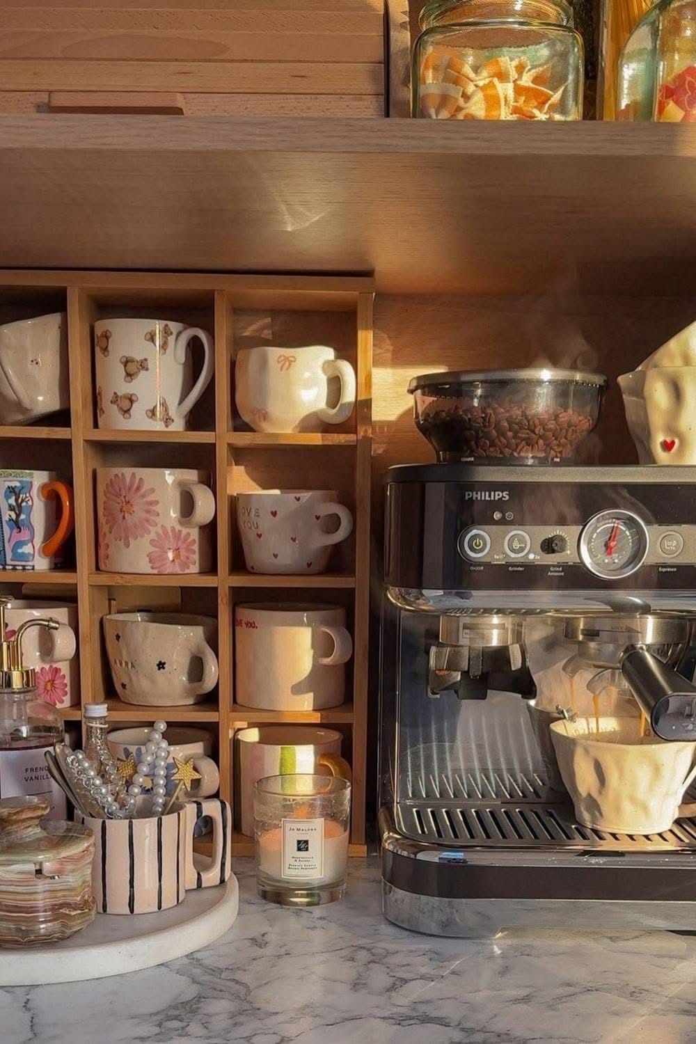 Cozy Coffee Bar Organizer for a Home Coffee Station