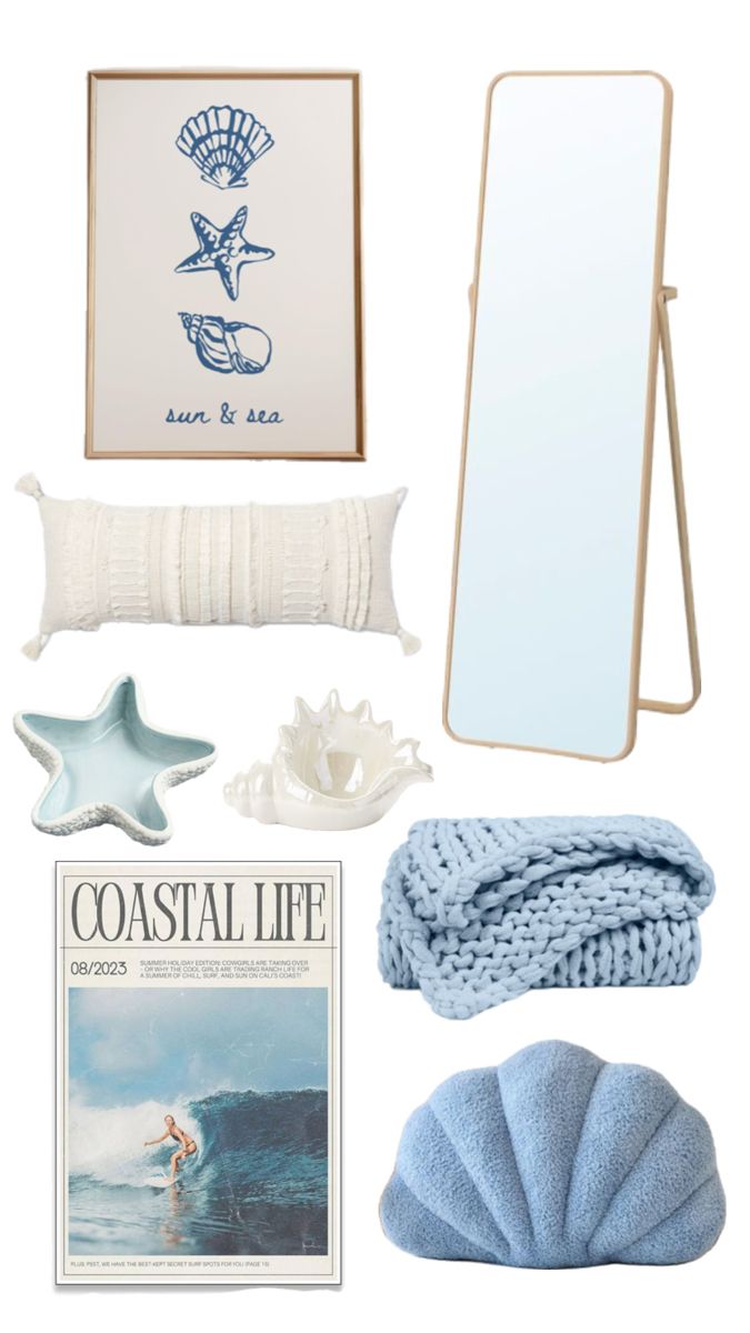 Coastal Bedroom Theme, Ocean Themed Bedroom For Teen Girl, Beachy Aesthetic Room Decor, Coastal Theme Room, Beachy Bedroom Inspirations
