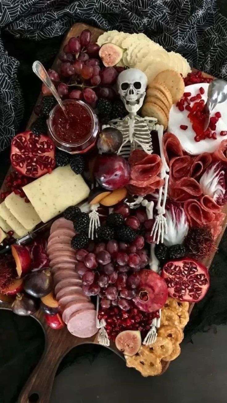Skeleton Charcuterie Board, Skeleton Charcuterie Table, Spooky Charcuterie Board Skeleton, Halloween Charcuterie Board With Skeleton