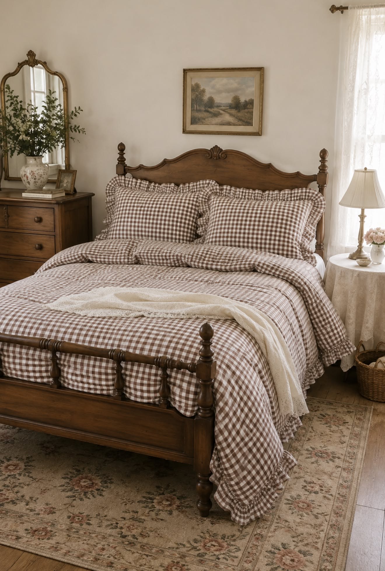 Brown Vintage Bedding Set for a Cozy Bedroom