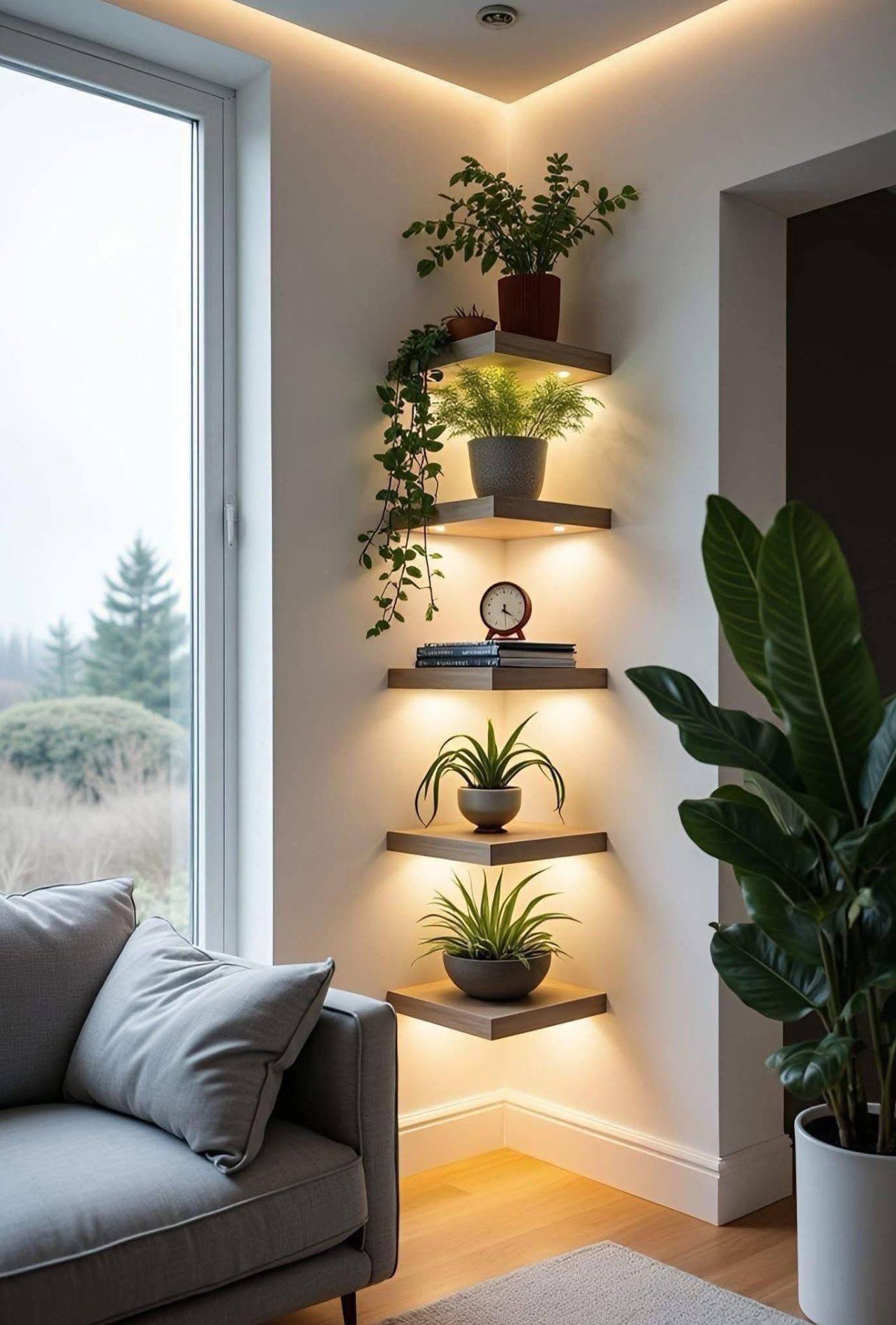 Living Room Wall Plant Decor Ideas, Living Room Wall Plants, Living Room Plant Wall Decor Ideas, Plant Wall Shelf Ideas Living Room, Plant Shelf Ideas Living Room