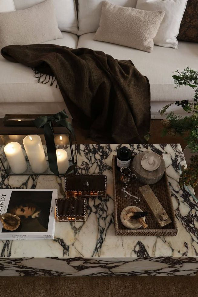 Coffee Table Styling with Candles and Books
