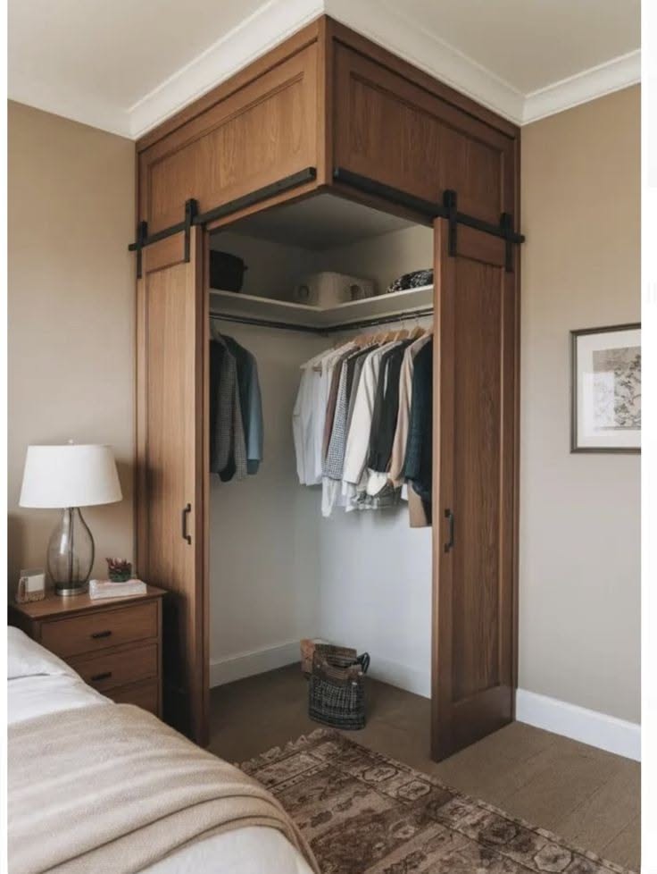 Rustic Bedroom Closet Ideas, Small Primary Bedroom Closet, Closet In A Small Bedroom, Bedroom Closet Design With Tv