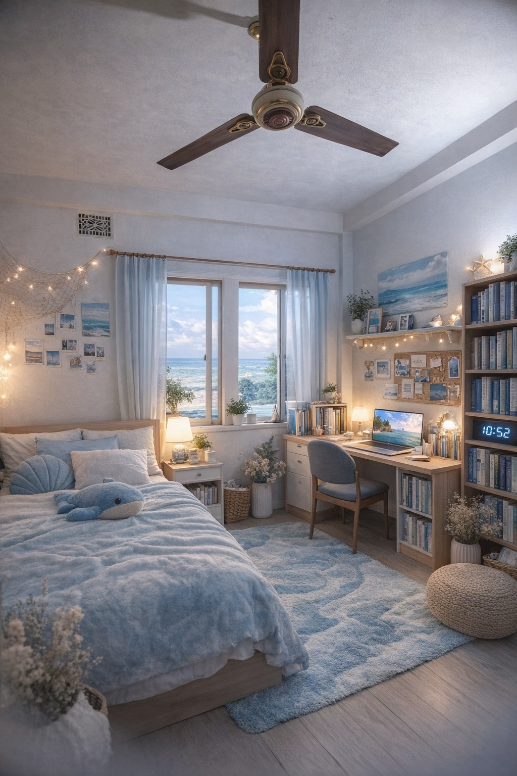 ocean vibe bedroom! bluish bedroom for teenage girls,