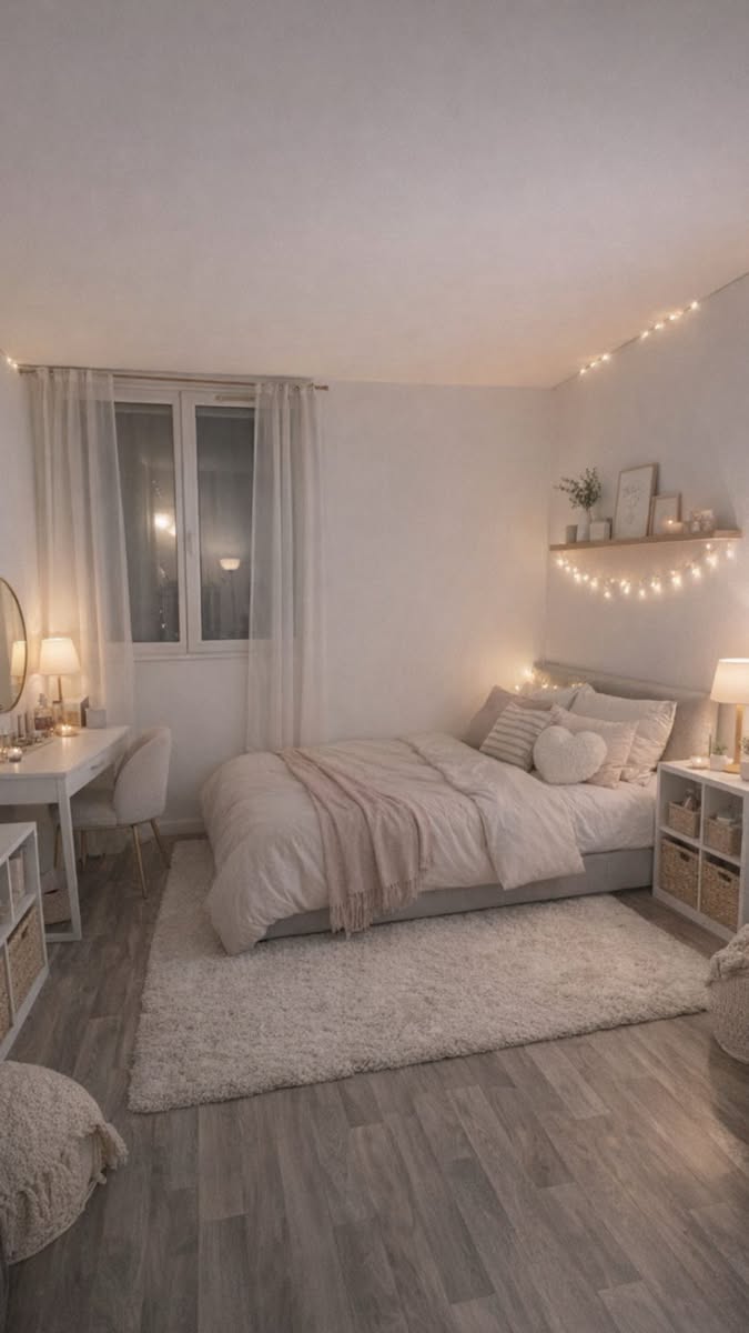 Minimalistic Bedroom Inspirations, Non Basic Room Ideas, Cute Modern Bedroom, Comfy Minimalist Bedroom, Bedroom Design Teen, Big Modern Room