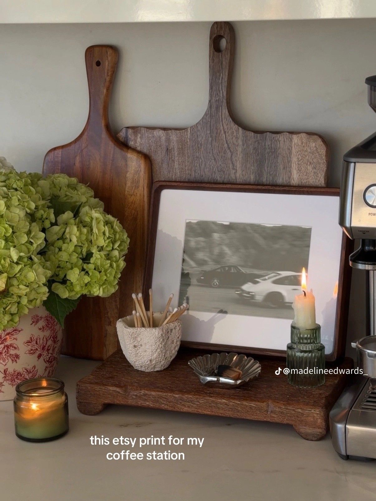 Coffee Maker with Floral Countertop Styling